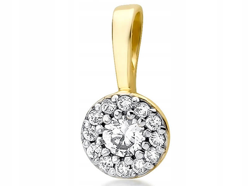 Zlatý přívěsek 585 s elegantními diamanty a diamantem na řetízek