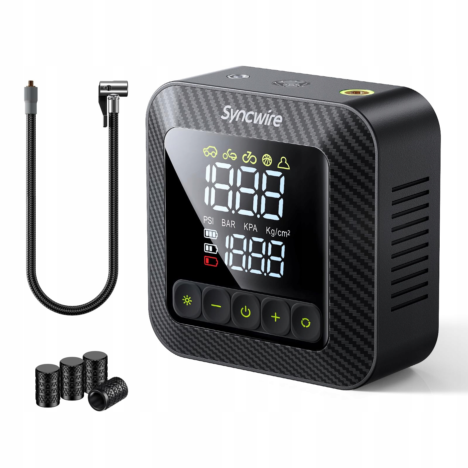 Kompresor Vzduchový Kompresor Prenosný Syncwire Mini LCD 10,35 Bar DC12V