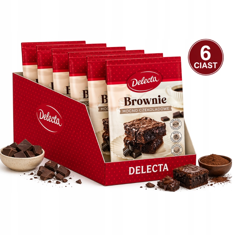 Brownie těsto v prášku Čokoládové Hotová směs 6x550 g Delecta