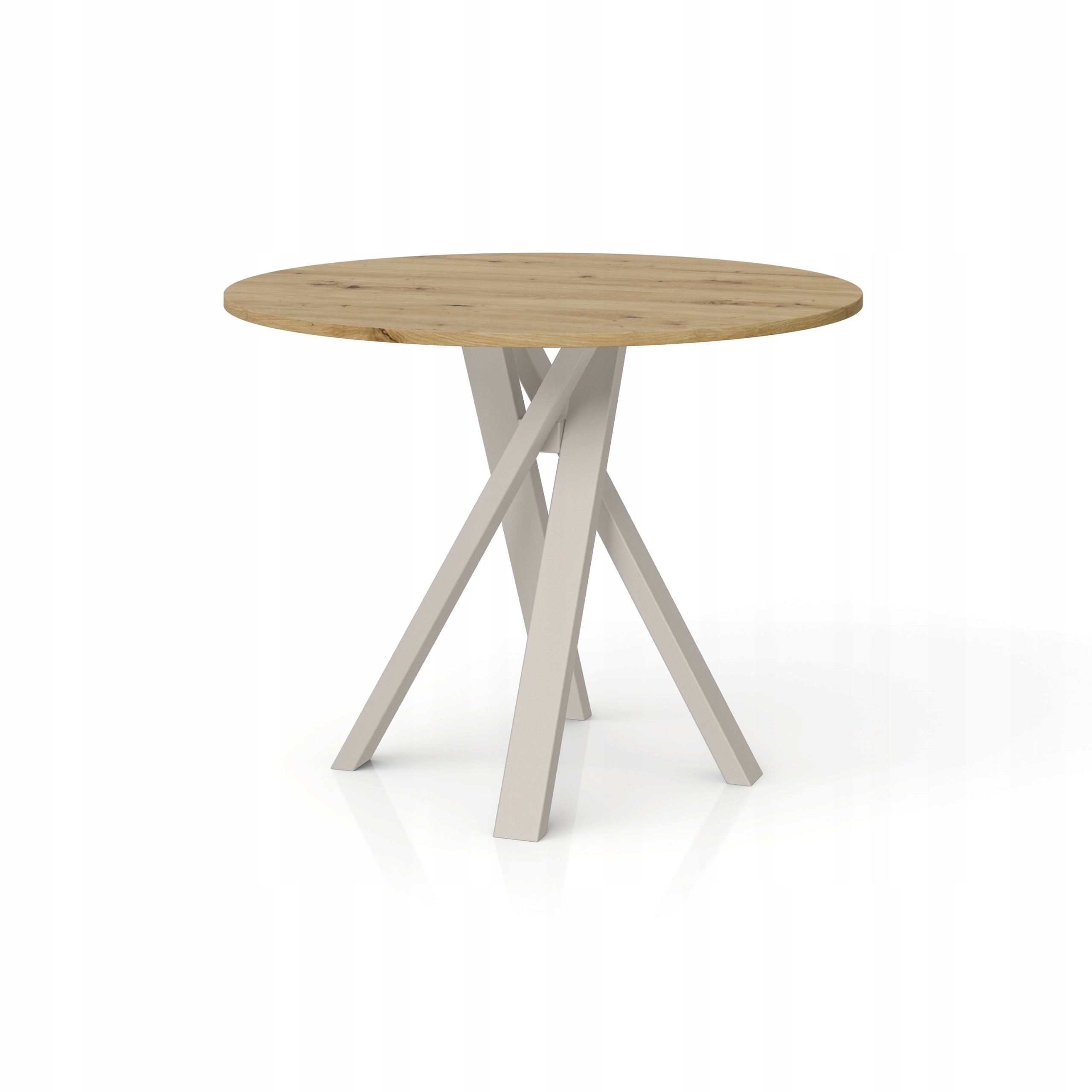 Velký stůl na kovových nohách, stůl kulatý Dub Artisan 110 cm, stůl Loft