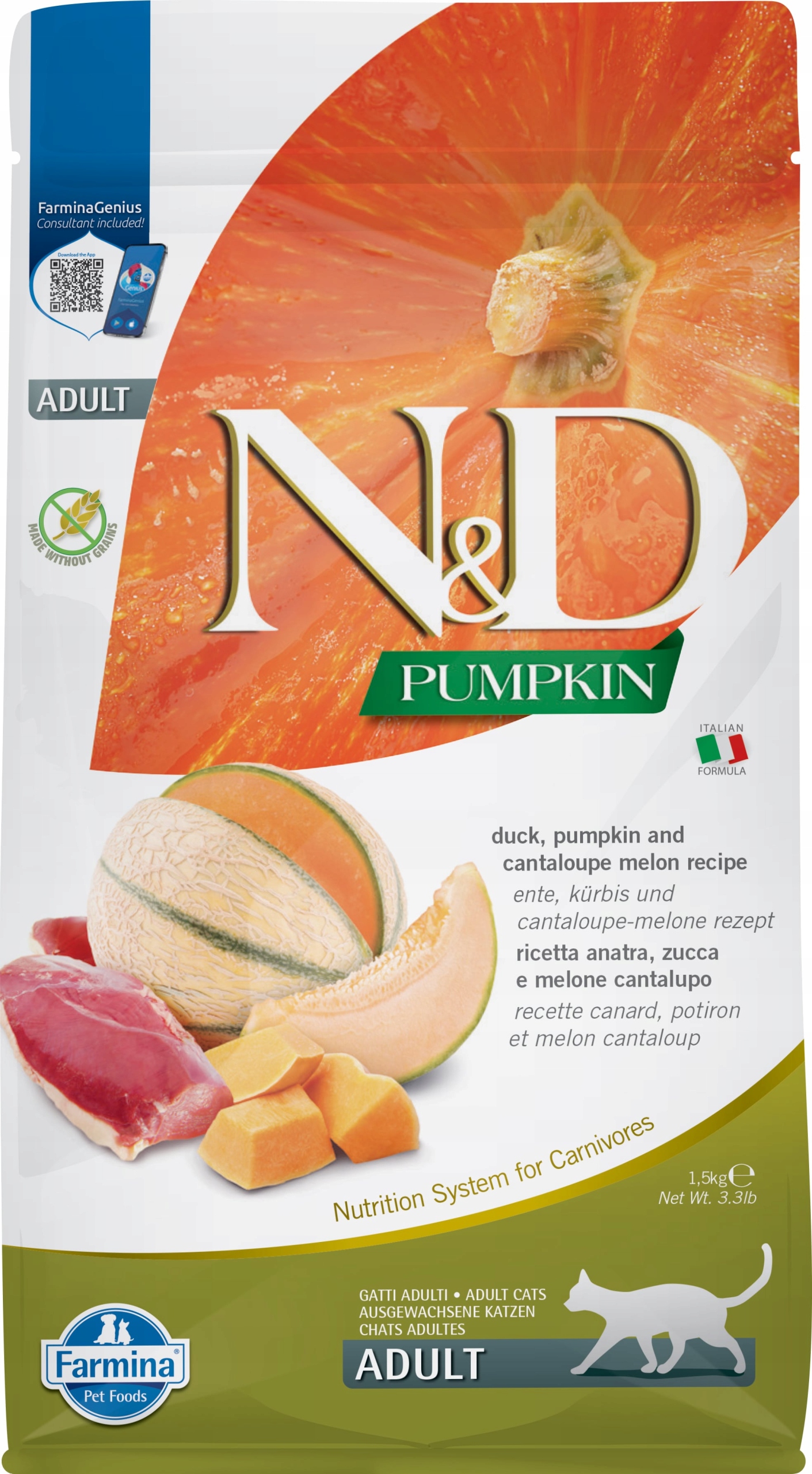 Farmina N&d Cat Grain Free Duck Pumkin Cantaloupe 1,5KG