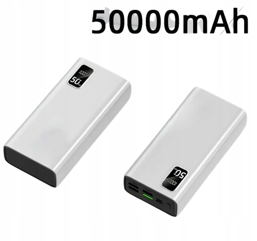 Objemná powerbanka Hinne HE34B 22,5W 50000 mAh Bílá Led