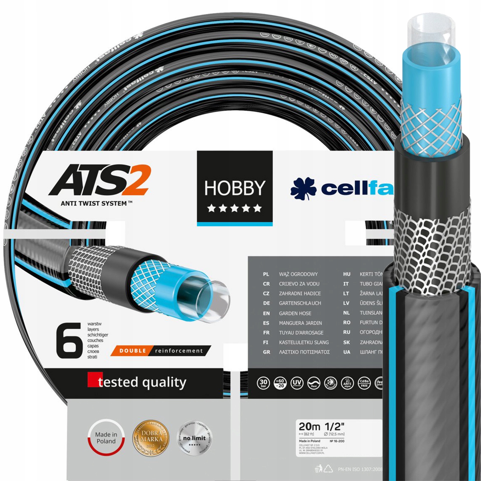 

Wąż Ogrodowy do Wody 1/2" 20m Mocny 6 Warstw