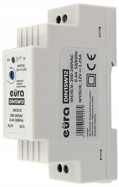 Zasilacz Din ''eura'' DIN15W12 12V 1,25 A DC-Zdjęcie-0