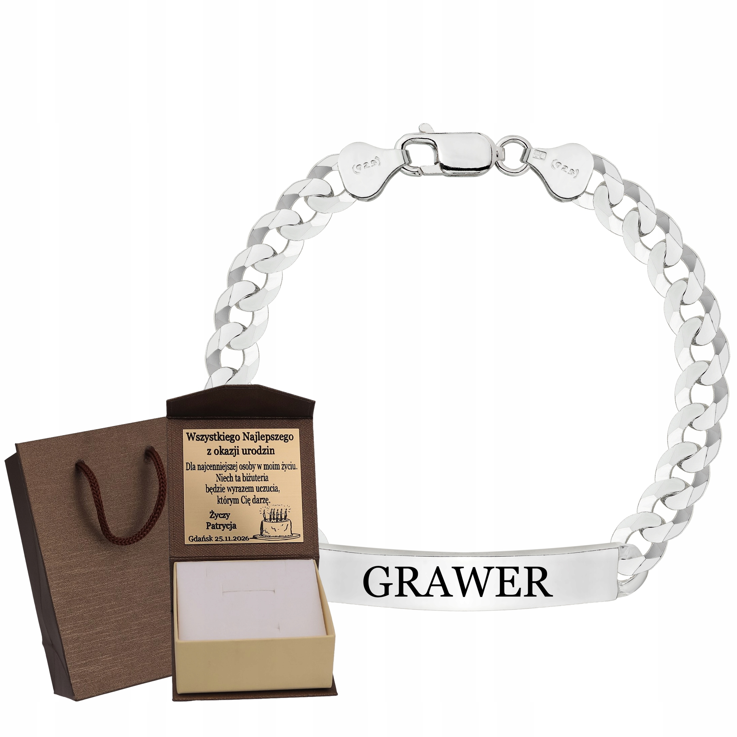 Pánský Náramek S Ryzost 925 Gravírování Bonus