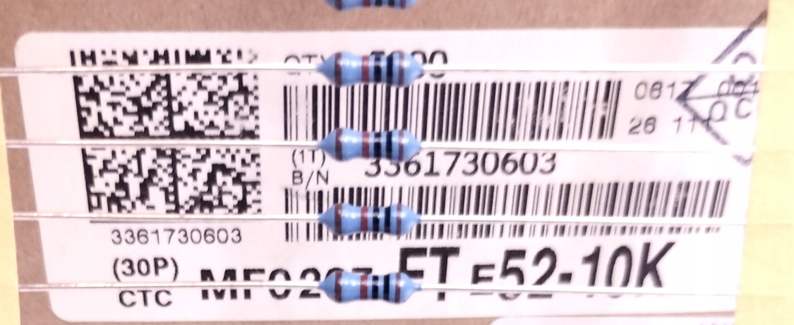 [40szt] Rezystory metalizowane 10K 0.6W 1% 50ppm Yageo MF0207