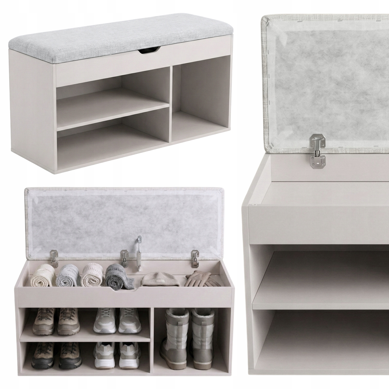 Botník se sedákem Tria, 80 x 43 x 30 cm béžový