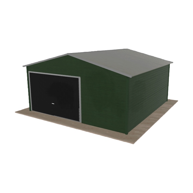 Plechová garáž 5x5 m jednopolohová, dvoupolohová, zelená