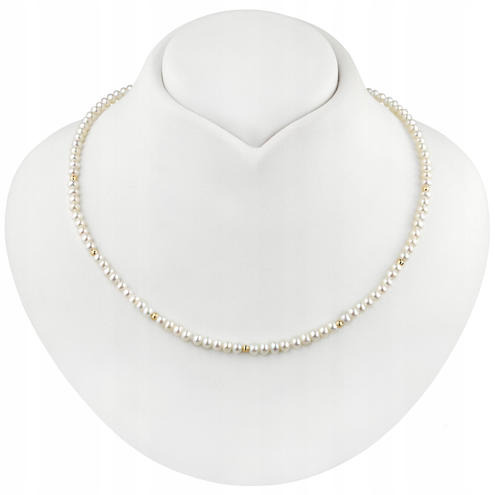 Náhrdelník Z Pravých Drobných Perel, Zlaté Kuličky