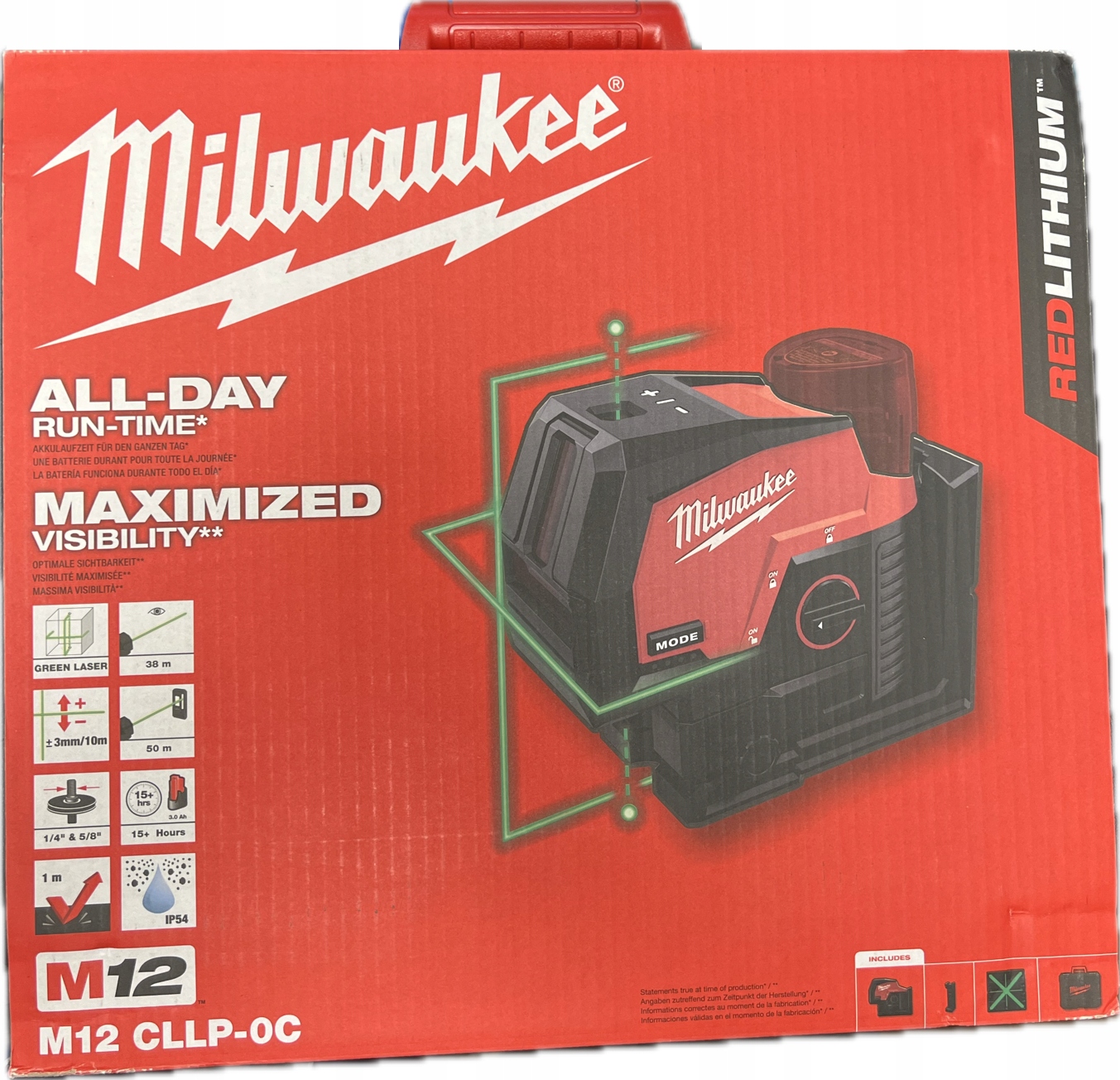 Laser Zielony Krzyżowy Liniowo-punktowy 38M Milwaukee M12 CLLP-0C Walizka