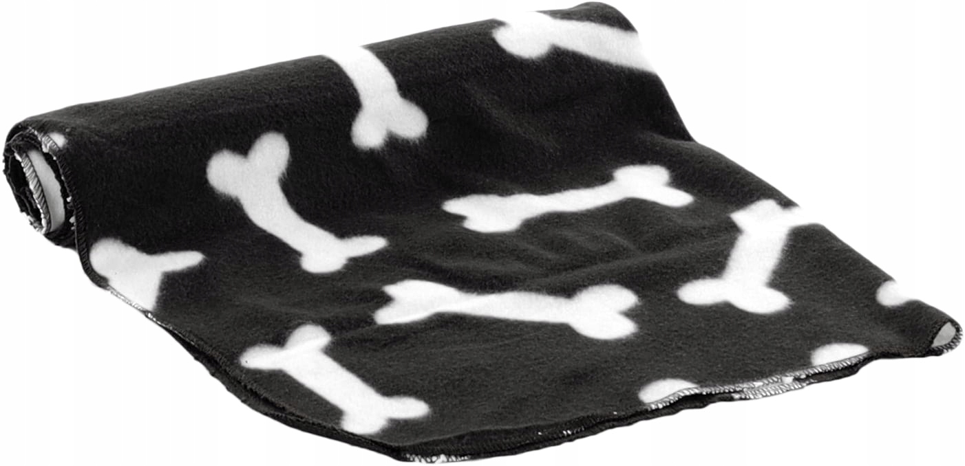 Levně Flamingo Deka pro psa Milda černá s kostmi 150 x 130 cm