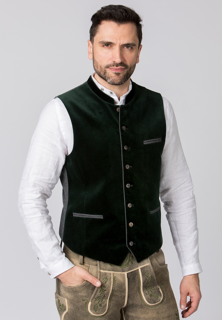 Bergfeuer Elegantní Vesta Z Bavlny Se Stojáčkem Lahvově Zelená Barva 44 6FA