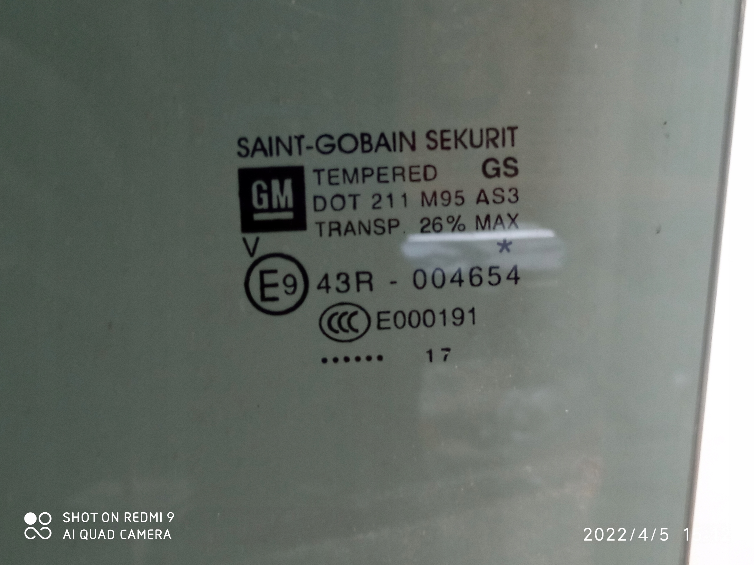 OPEL MOKKA MOKKA X window door left rear part