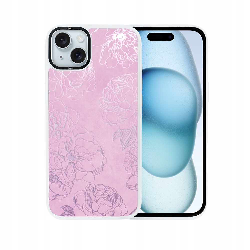 Pouzdro pro iPhone 15 Plus Ibizu DropGuard Matt s MagSafe, Pivoňky, bílé