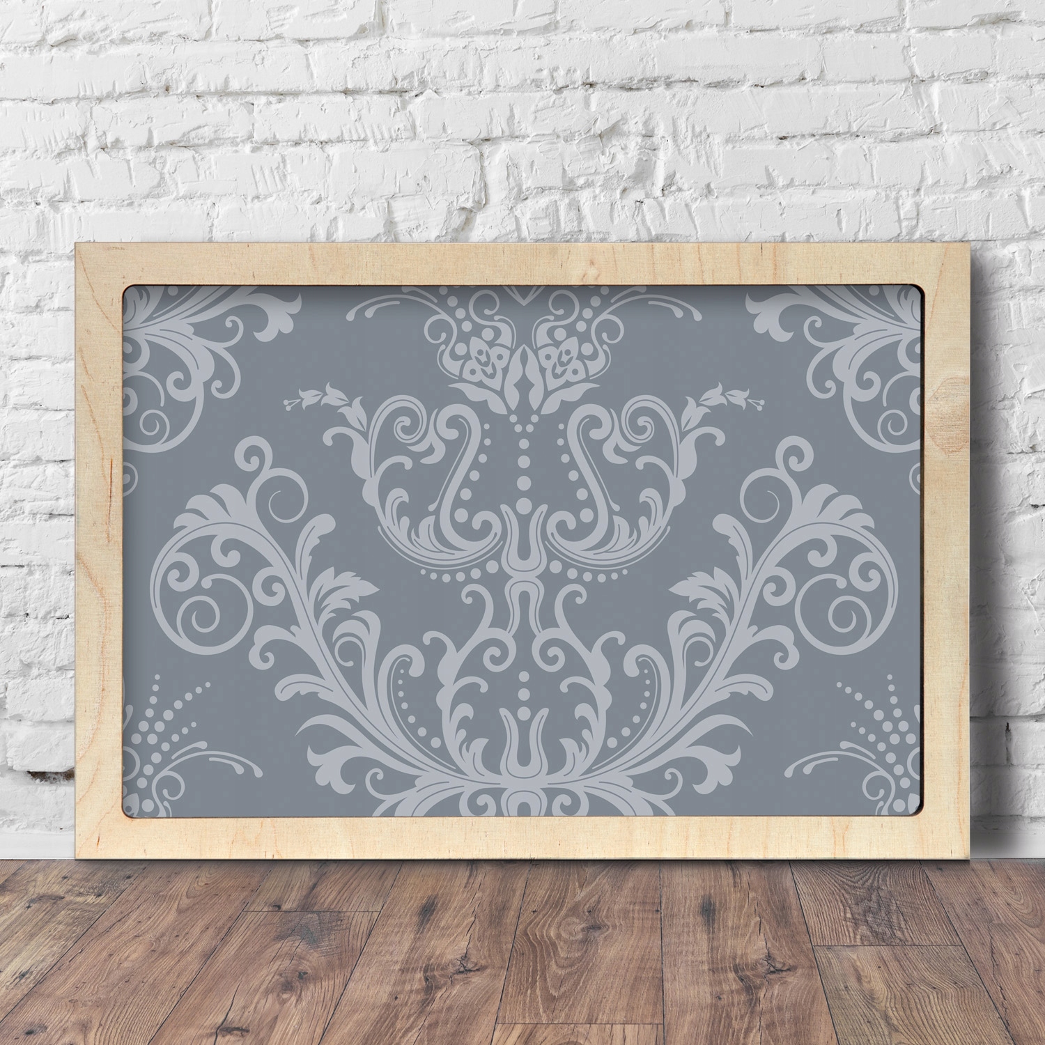 Fotoobraz na stěnu s rámečkem Ornament stříbro 60x40