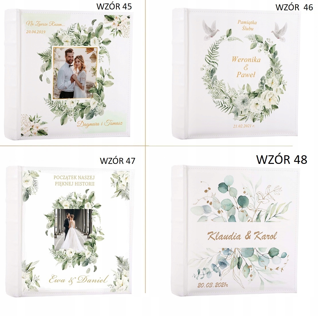 DUŻY ALBUM ĄLUBNY WKLEJANE ZDJĘCIA ŚLUB PAMIĄTKA ŚLUBU PERSONALIZOWANA Model Whitew