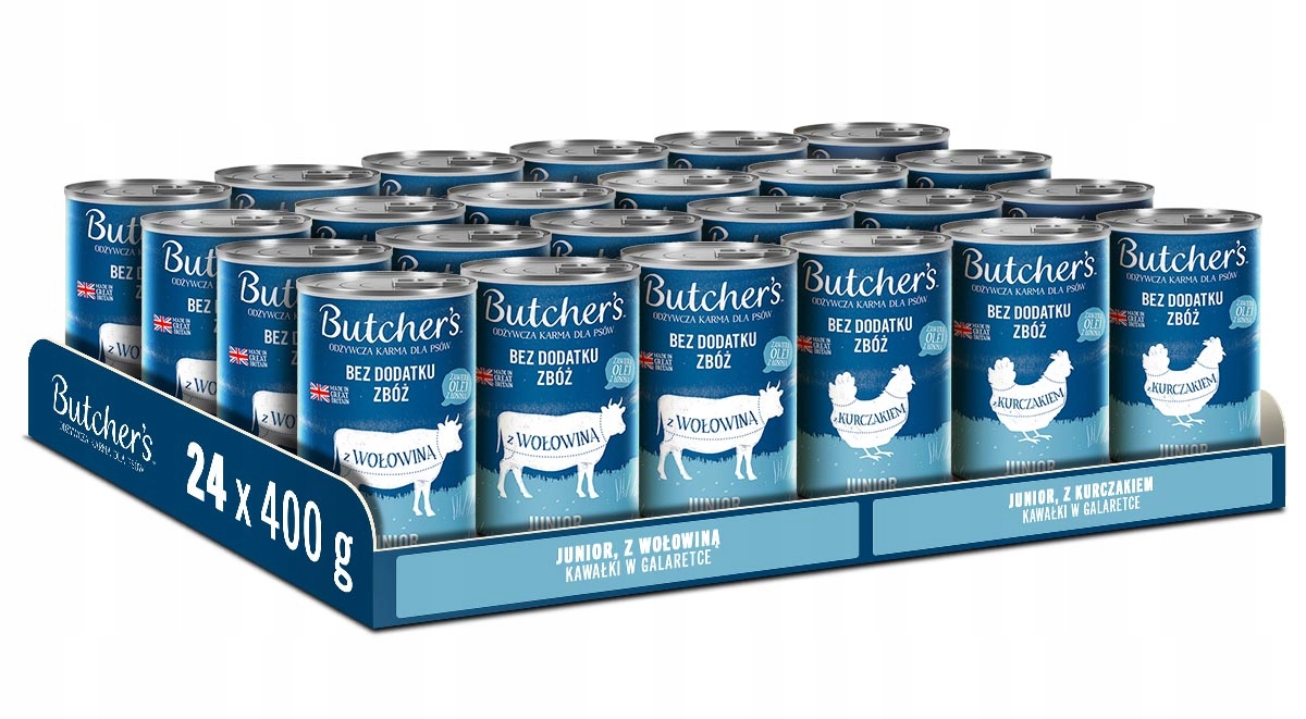 Mokra karma dla psa Butchers Original Junior mix smaków 24x400g