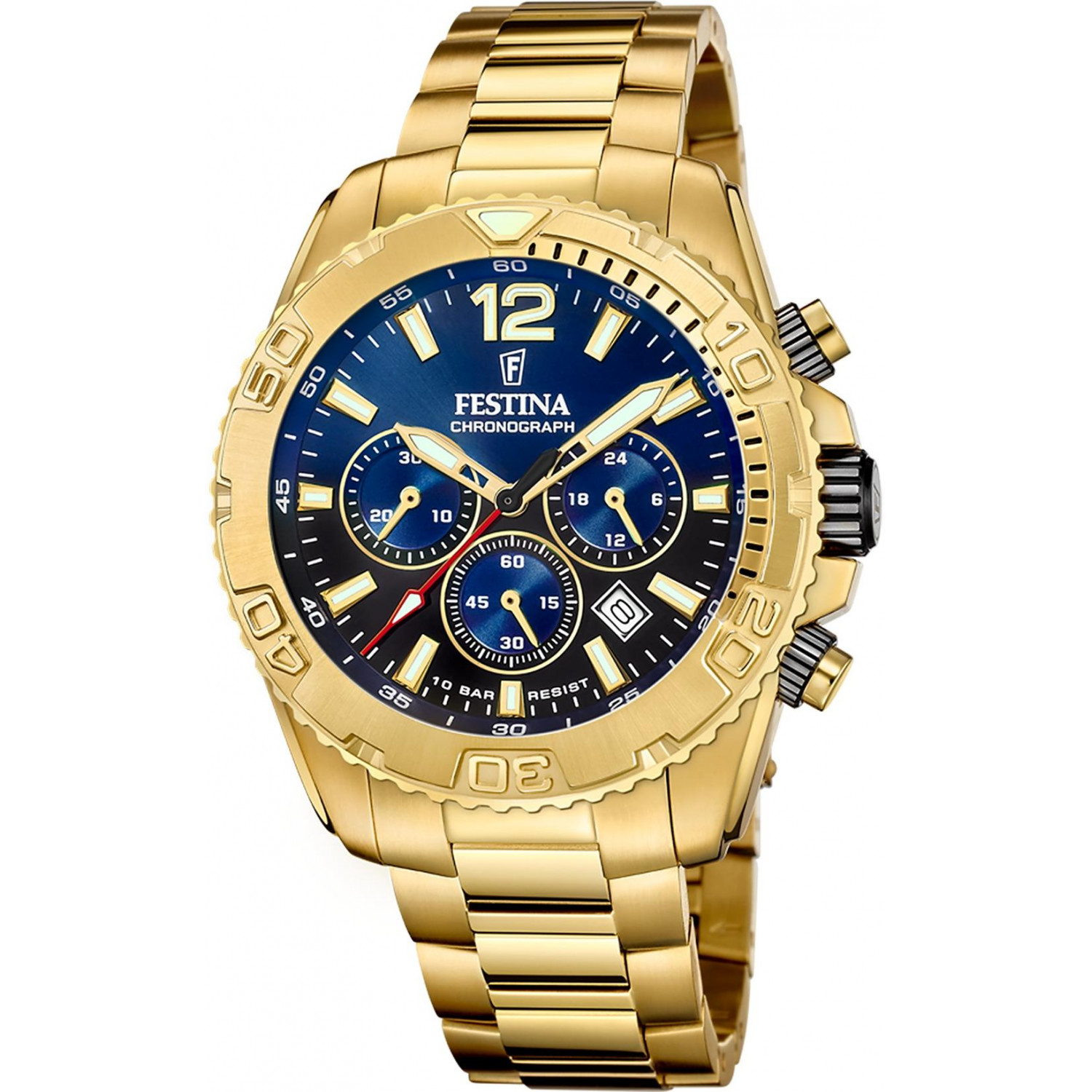 Pánské Hodinky Festina F20684-2 zlatý náramek