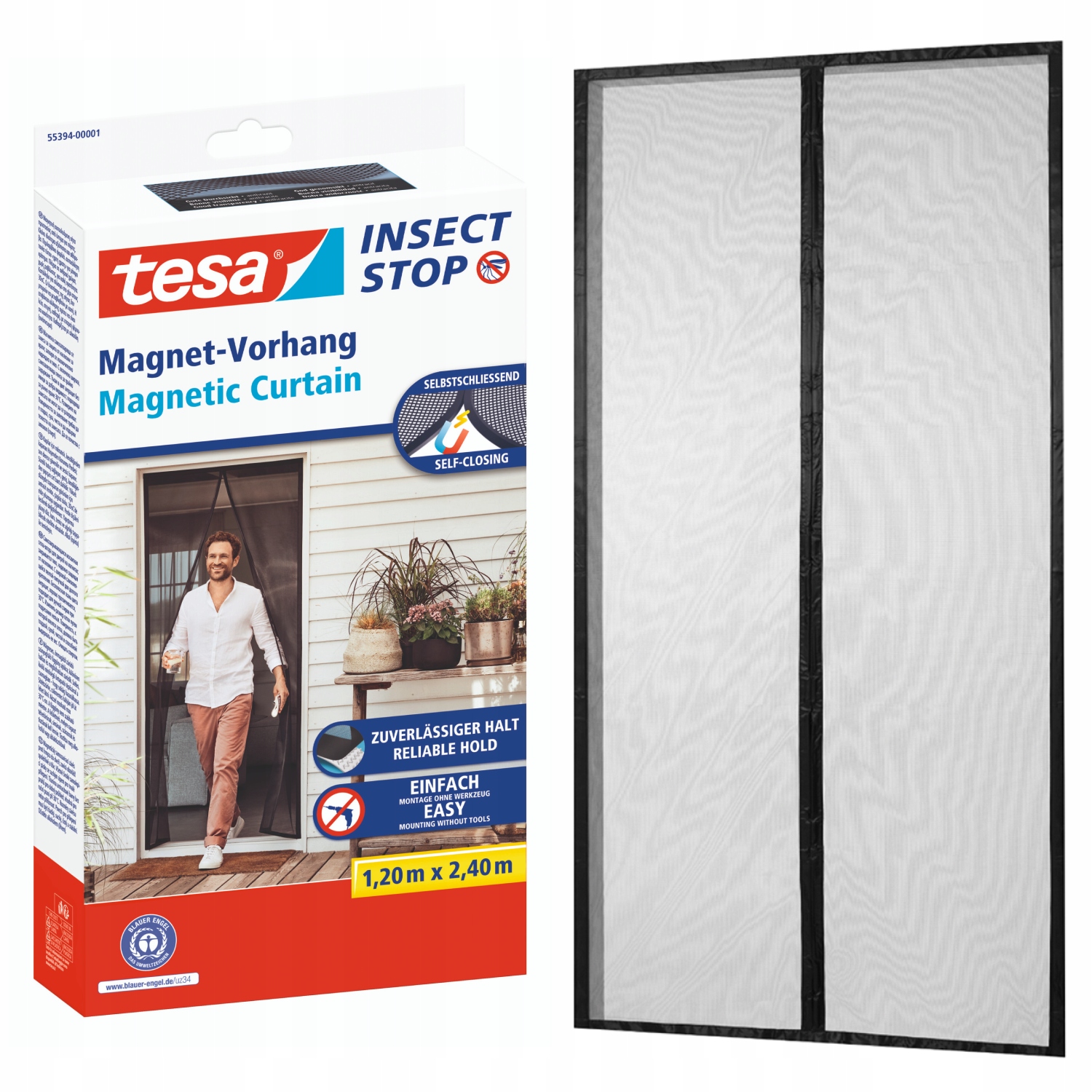 Tesa Moskitiera siatka samozamykająca magnetyczna Drzwi balkonowe 1,2x2,4m