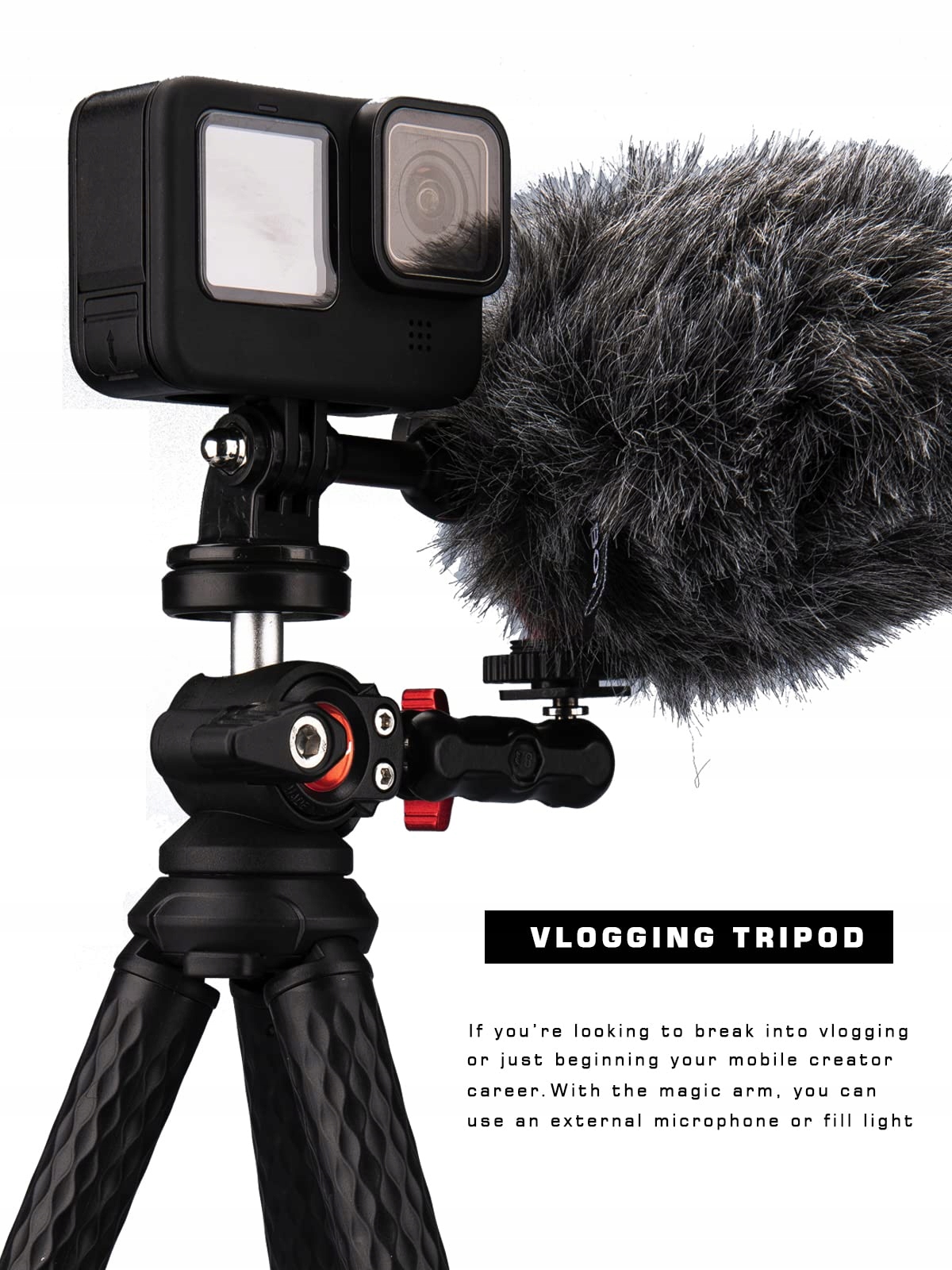 LAMMCOU Statyw Do GoPro Elastyczny Tripod Do Kamer Sportowych Vlogowania — miniatura 5