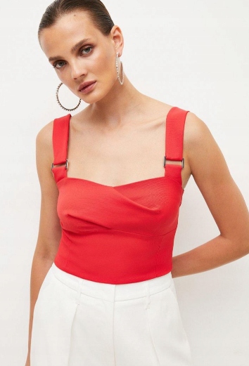 Karen Millen Krótki Damski Top Czerowony 40 1YFI