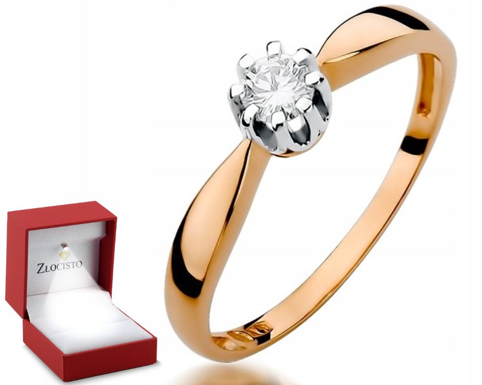 Prstýnek z růžového zlata s briliantem 0,15 ct