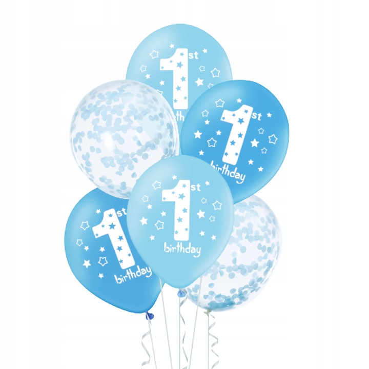 

Zestaw Bukiet balonowy 1 birthday niebieskie 6szt