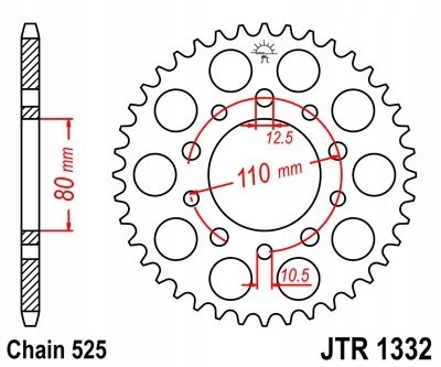 Zadní ozubení JTR1332 Honda NV600 VT600C CB750 XRV75
