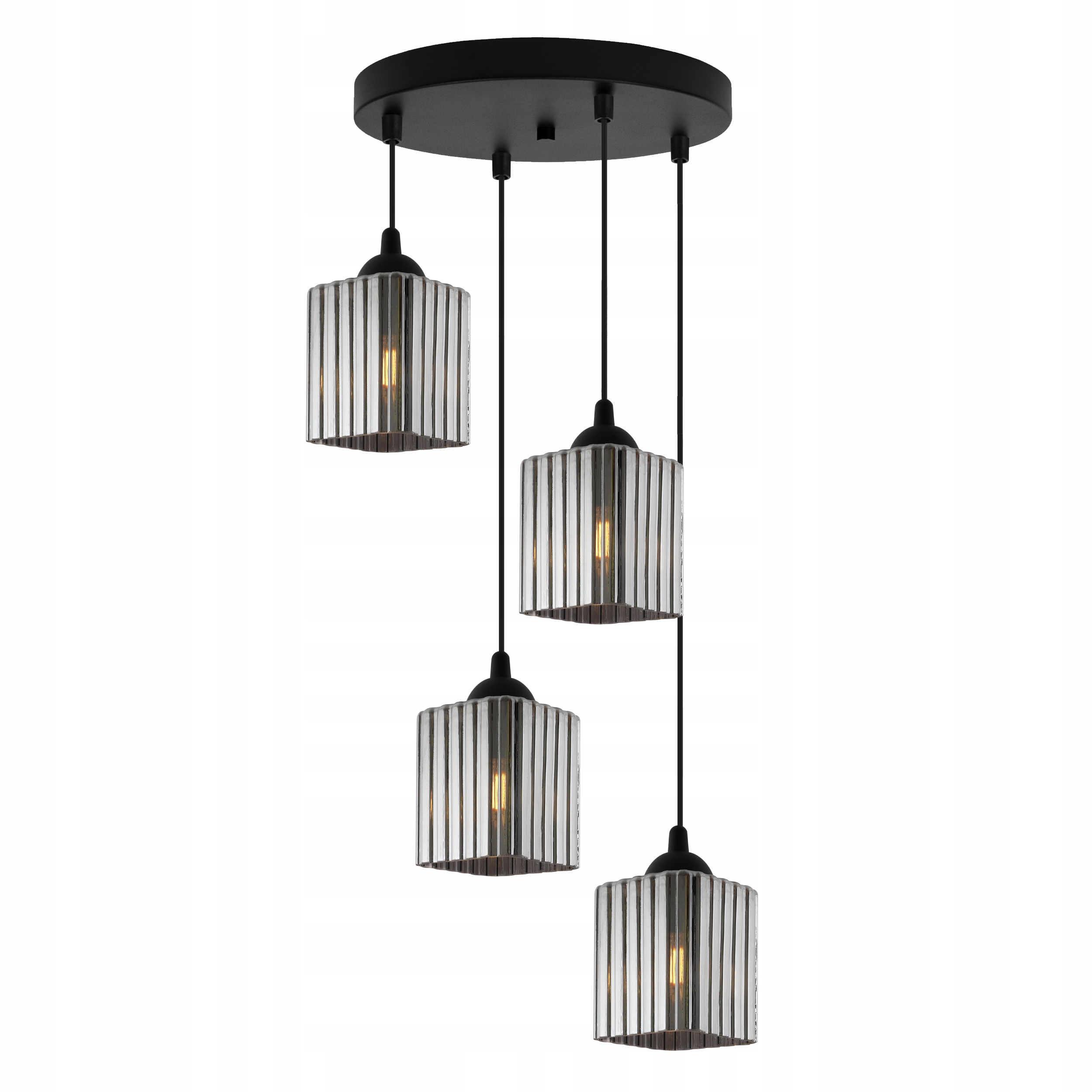 Závesná Stropná Lampa Luster Čierna Grafit Sklenené Tienidlá Loft Glamour