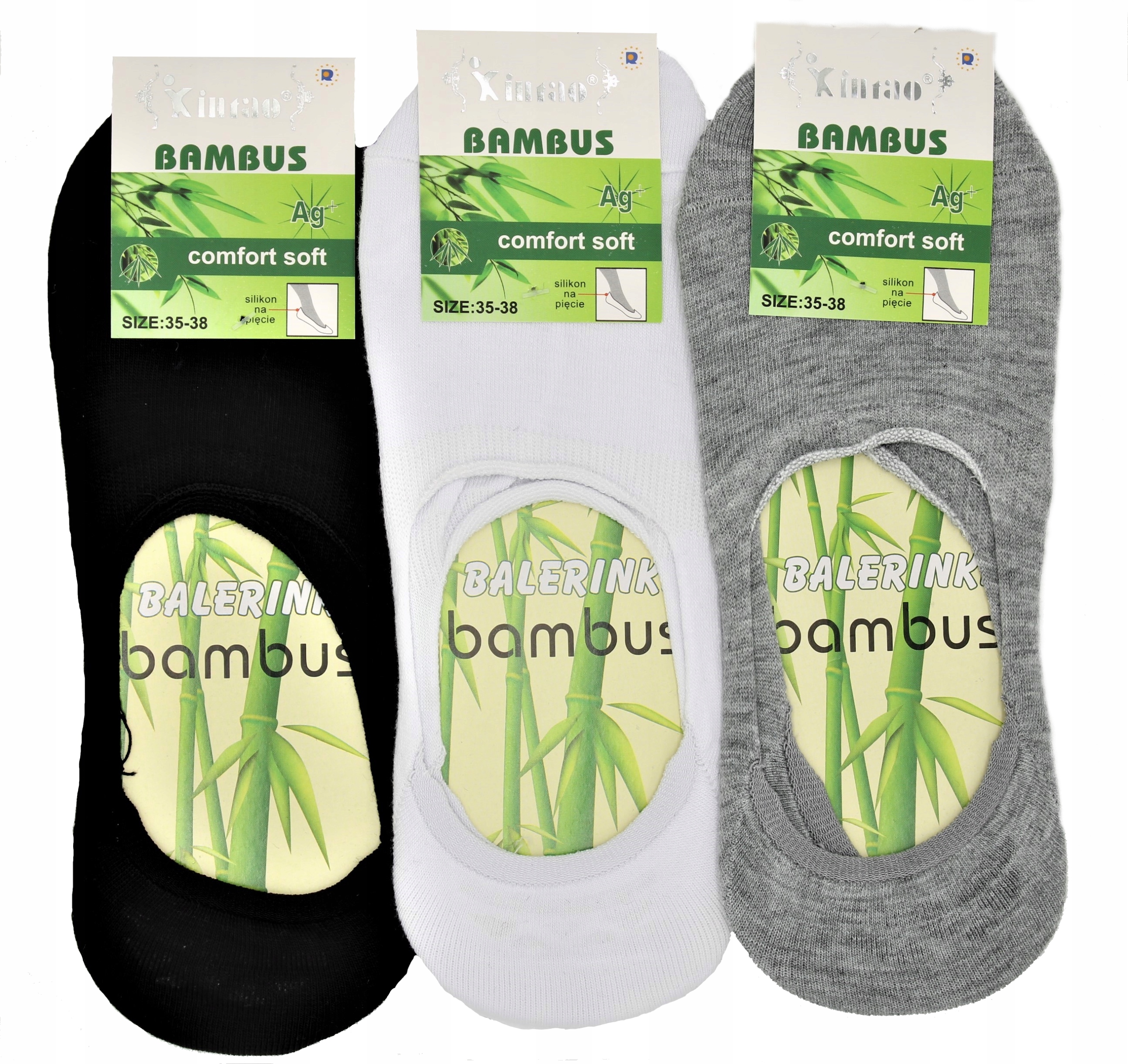 

3X Skarpetki Stopki Balerinki Bambus Sylikon 35-38