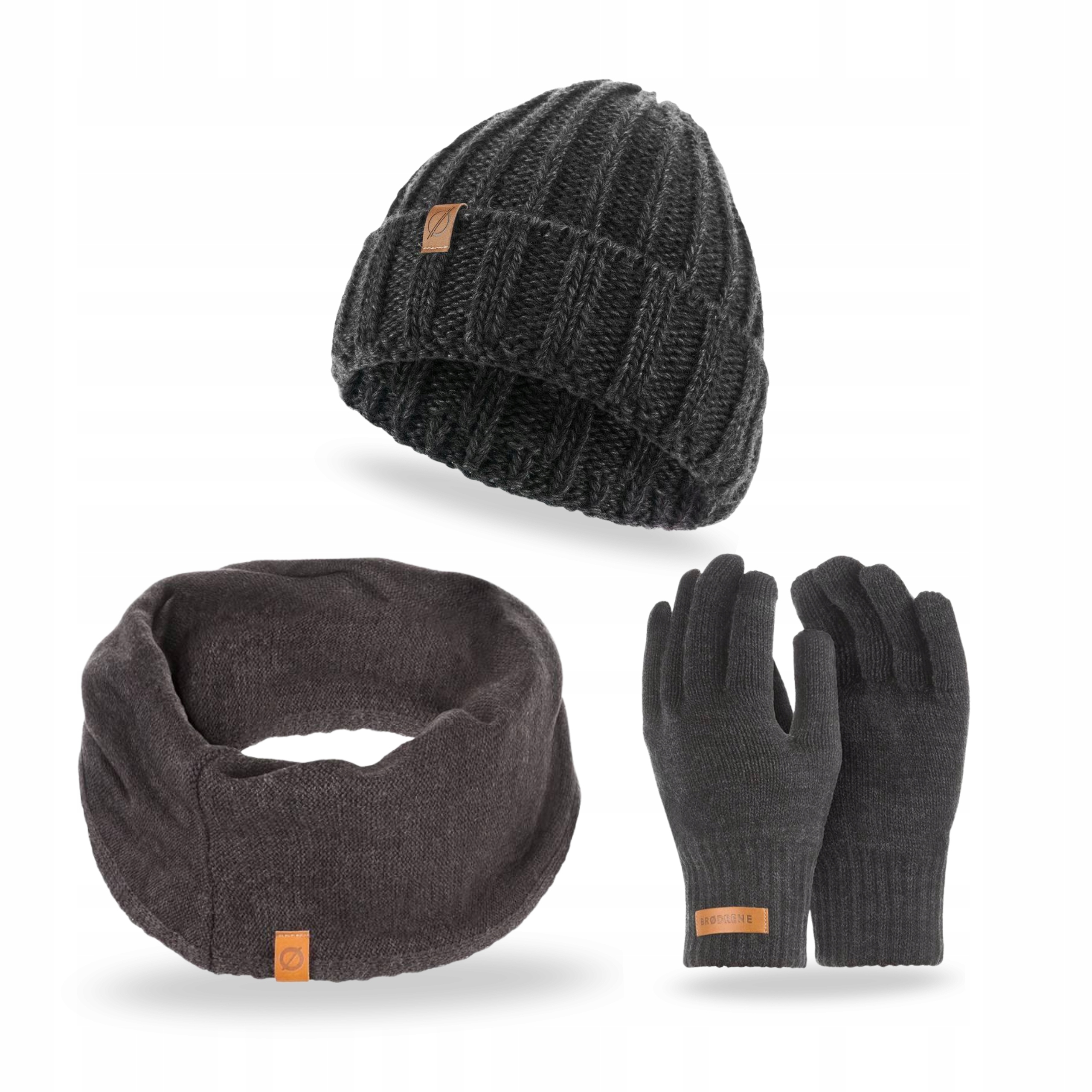 Sada 3v1 Pánská Čepice Nákrčník Zavinovací rukavice Brodrene Tmavě šedá