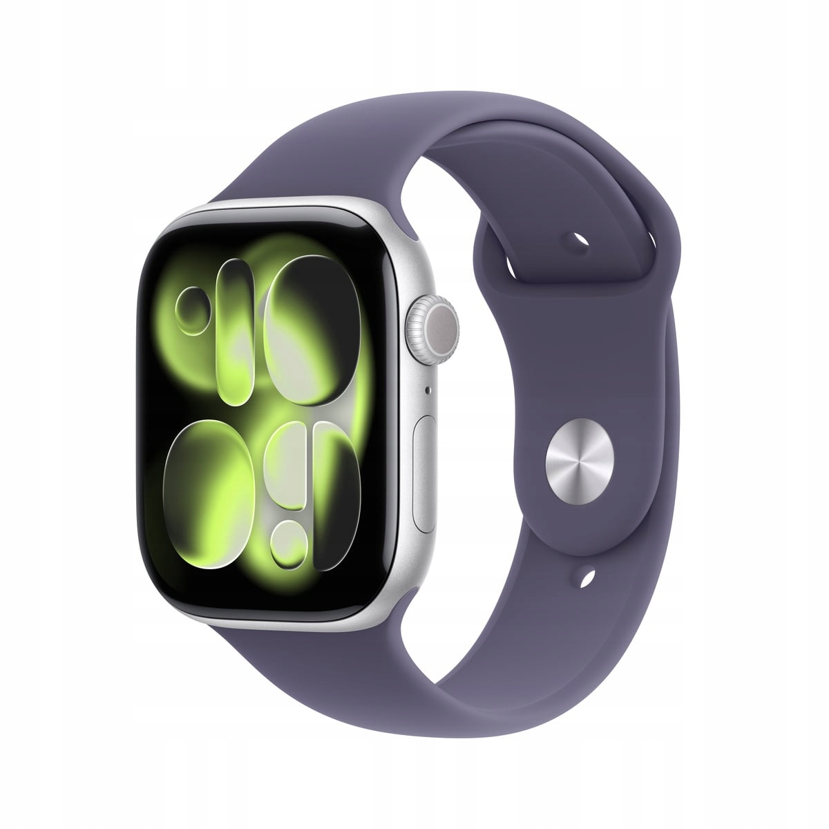 Apple Watch Series 11 46mm 5G Srebrny (Fioletowy Pasek Gumowy M/L)