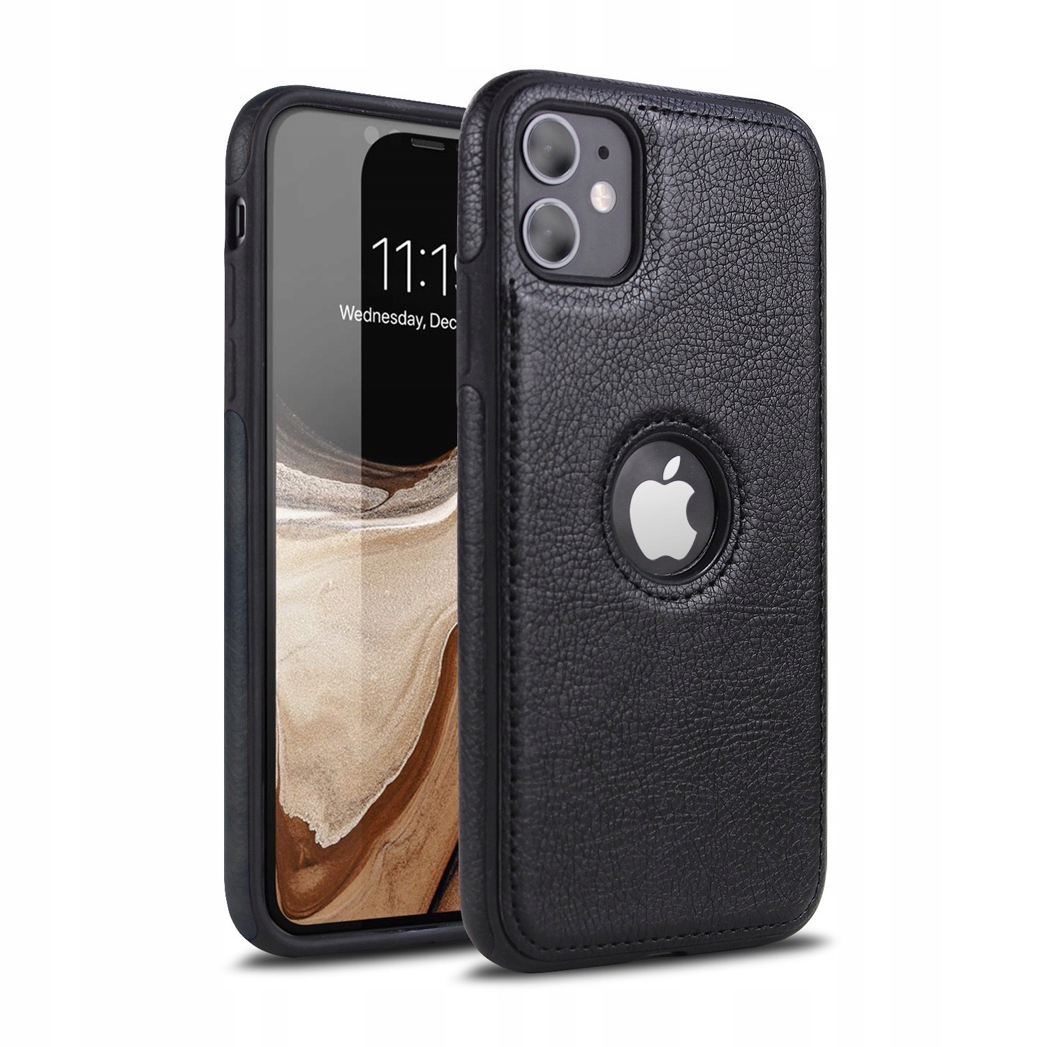 

Skórzane Czarne etui iPhone 11 case eko skórzane