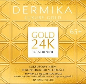 Dermika Luxusní Zlatý 24K Krém, Luxusní Rekonstruktor Mládí 65+ 50 ML