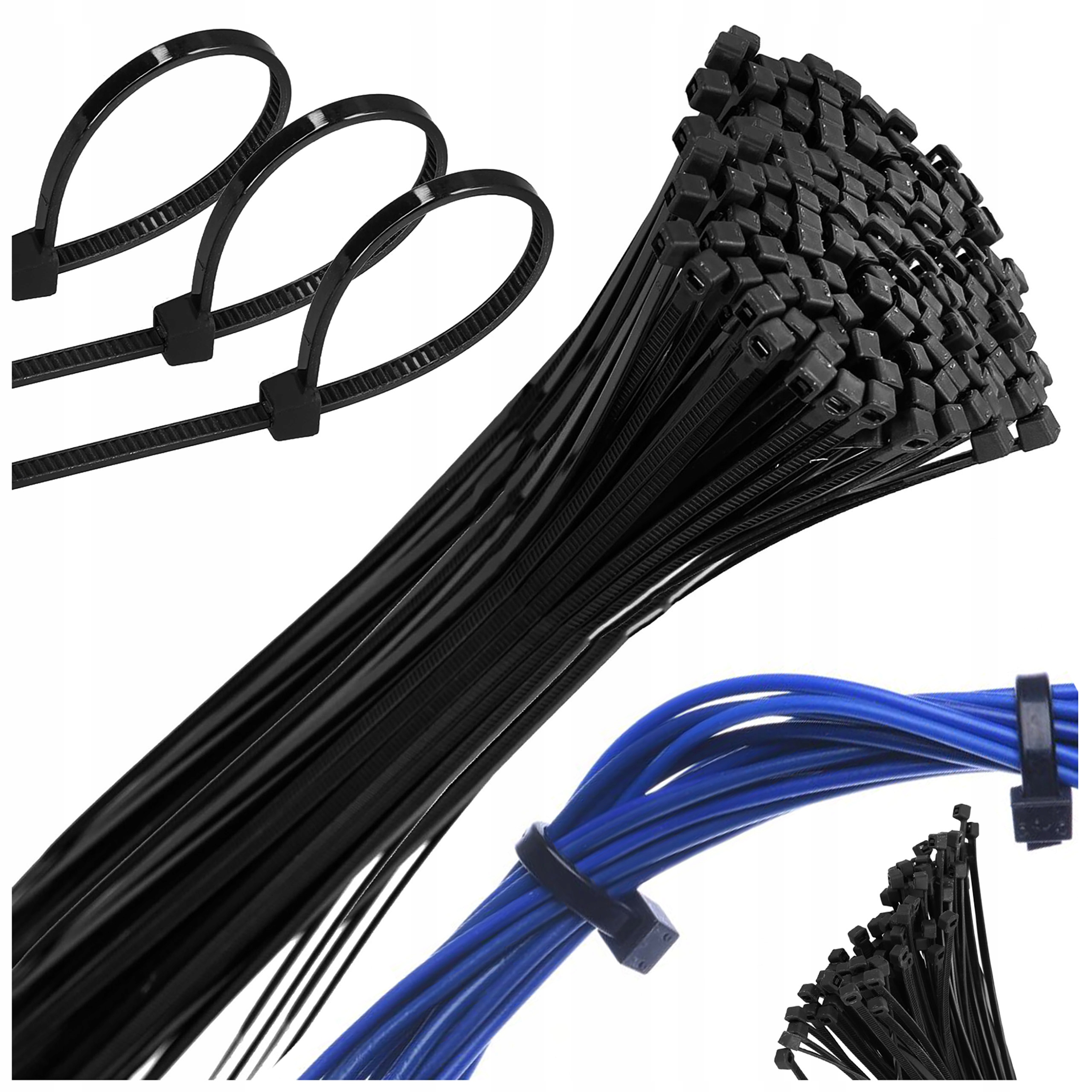 Opaski zaciskowe trytytki trytki kablowe czarne ziperki 3,6x200mm 100 szt