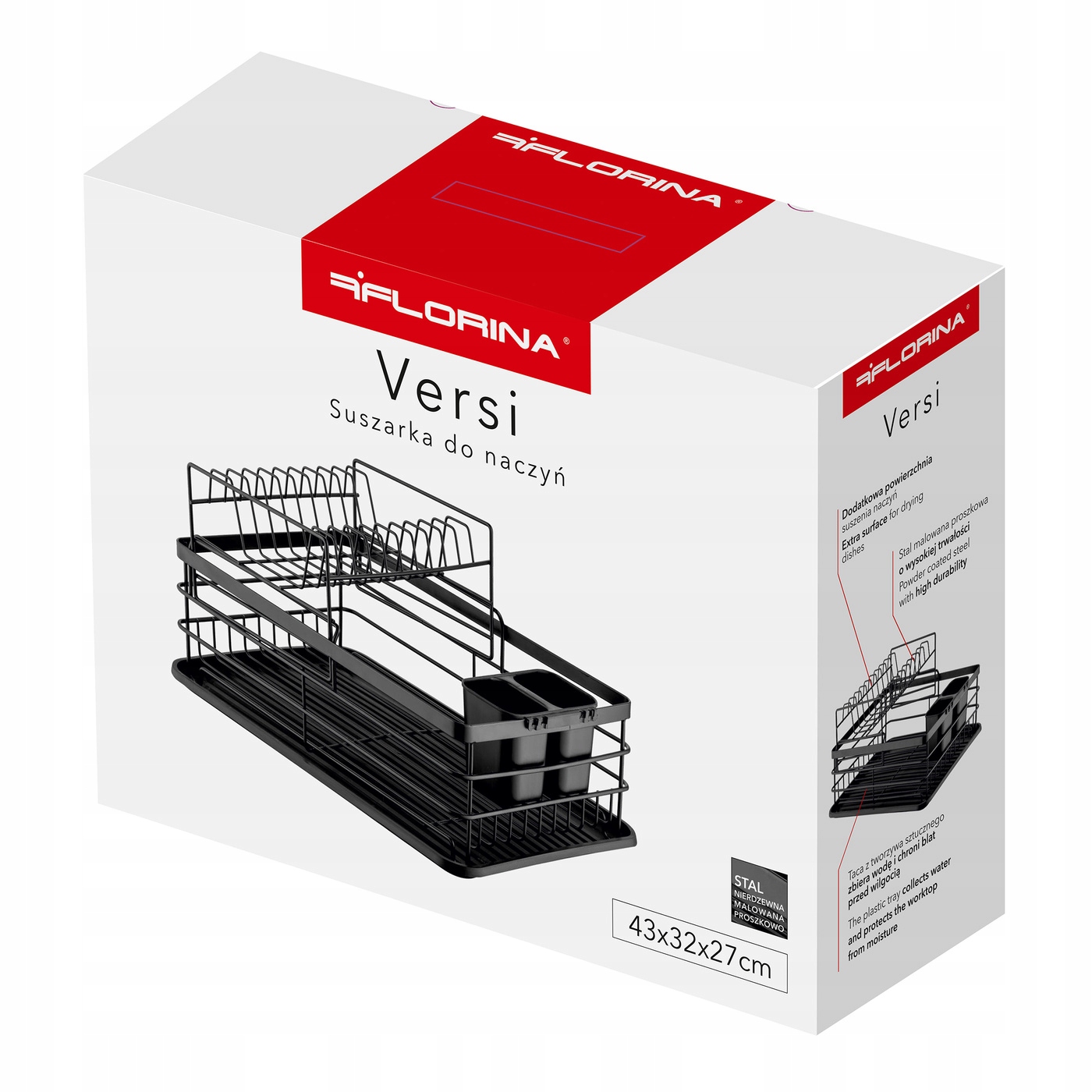 Suszarka kuchenna ociekacz do naczyń 2-poziomy Florina Versi 43 cm Rodzaj ociekacz (suszarka)