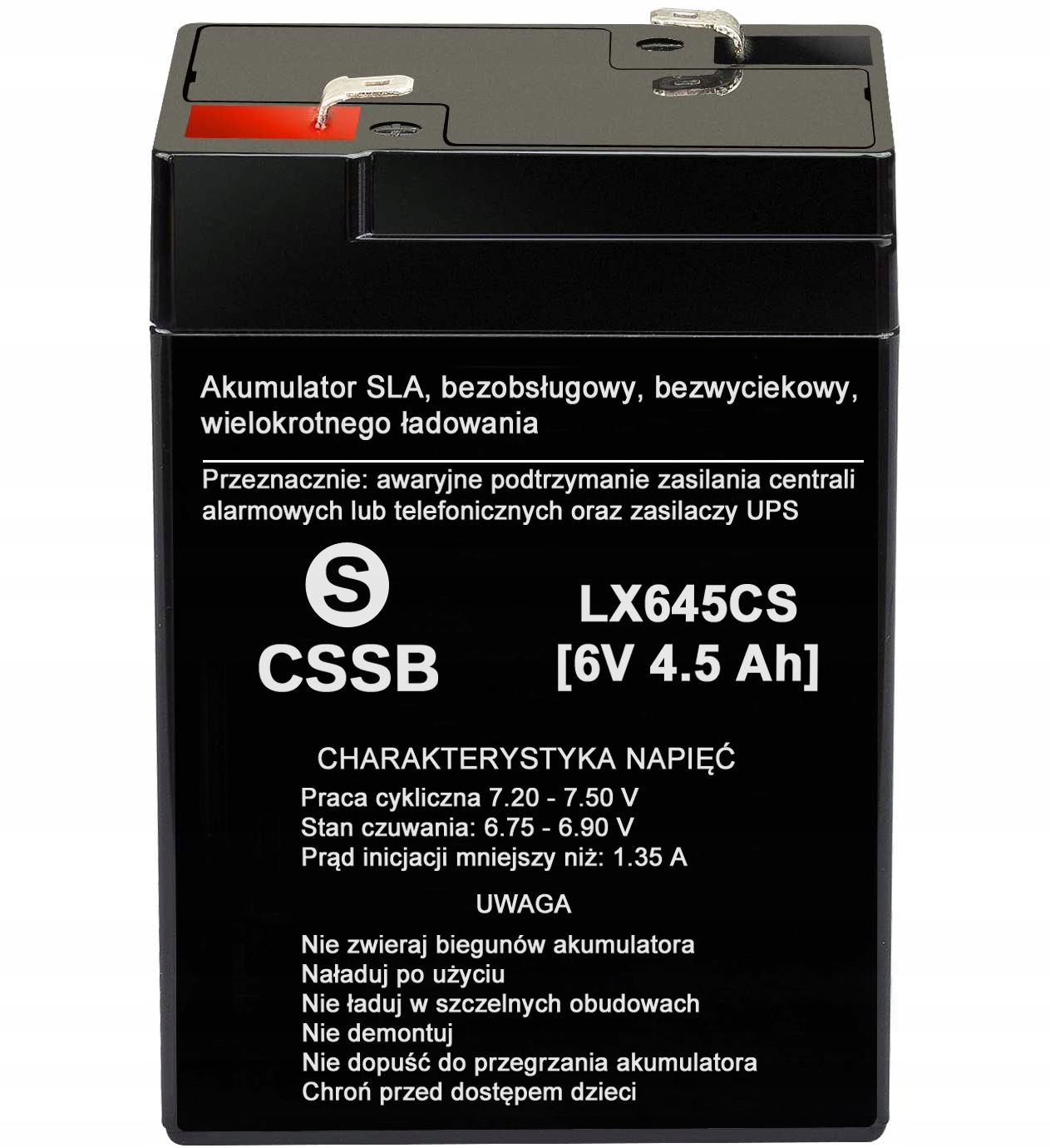 

Akumulator Agm 6V 4.5Ah Ups Alarm Zabawki Mocny