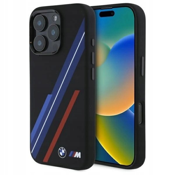 Etui Bmw Silicone Random Lines MagSafe na iPhone 16 Pro Max czarne