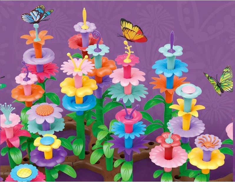 KLOCKI KWIATKI OGRÓD KREATYWNY KWIATY UKŁADANKA KONSTRUKCYJNE ZESTAW 198 EL Płeć dziewczynki