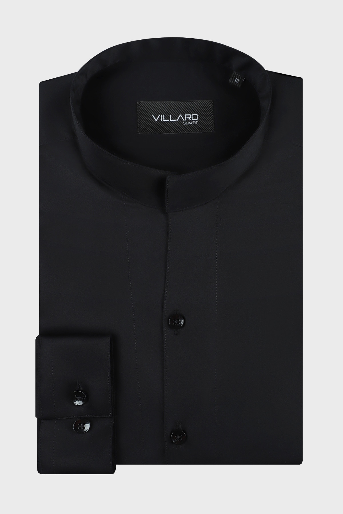 Černá pánská košile stojáček 41-176/182 Slim Fit