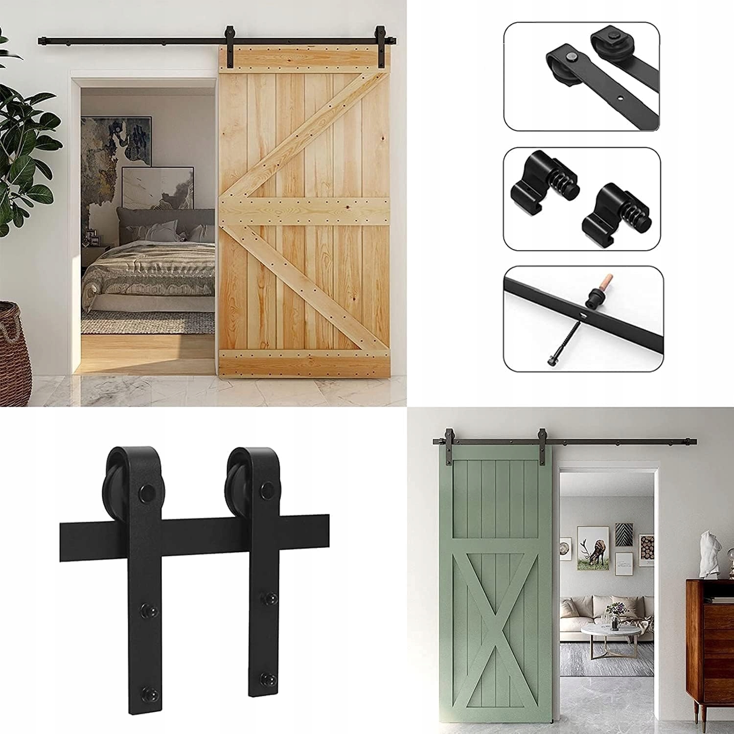 ZESTAW SZYN DO DRZWI PRZESUWNYCH SZYNY PRZESUWANE ROLKI DO BRAMY PROWADNICA Marka inna