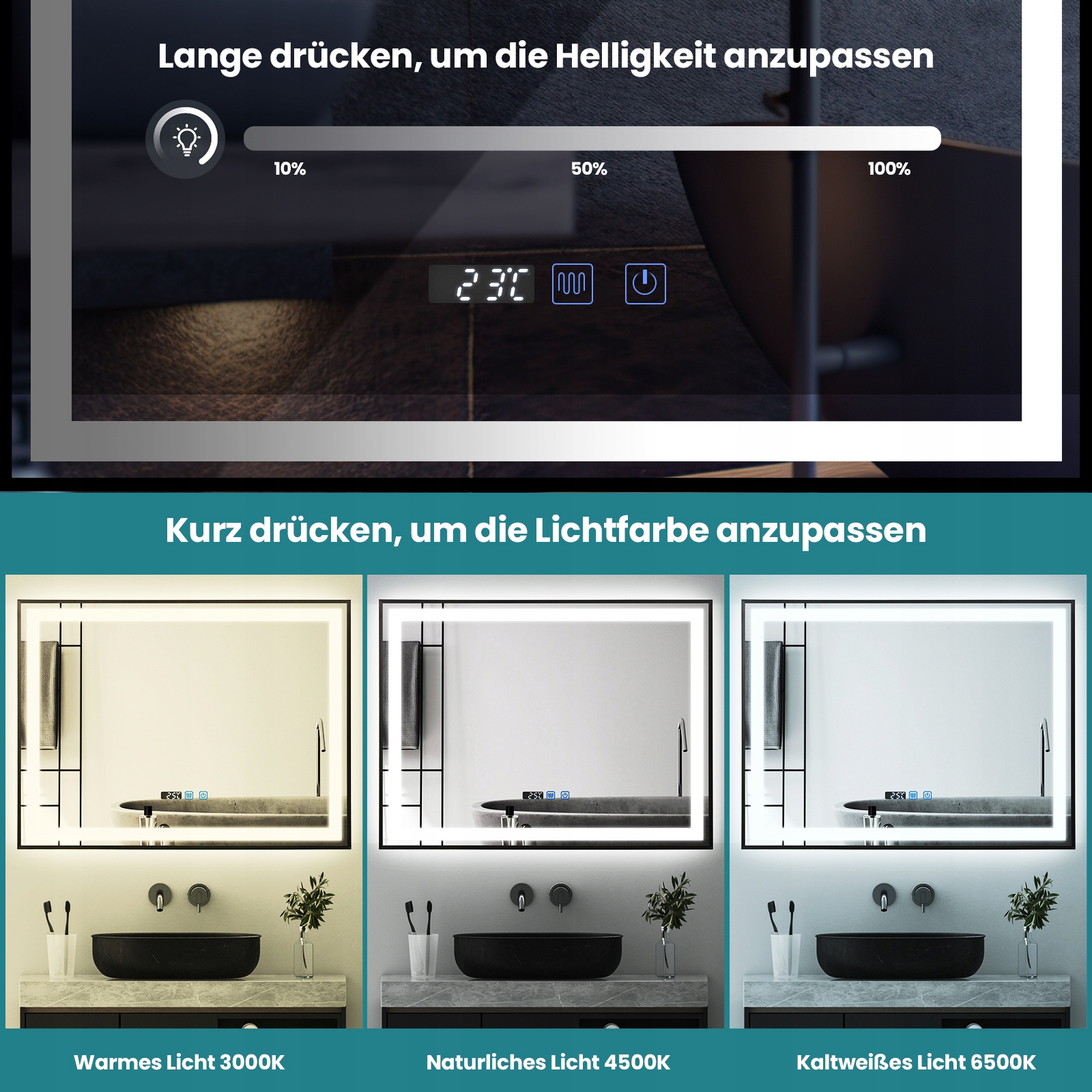 LUSTRO LED 80x60 ŁAZIENKOWE LEDOWE PODŚWIETLANE WŁĄCZNIK DOTYKOWY PREMIUM Kod producenta 053-h