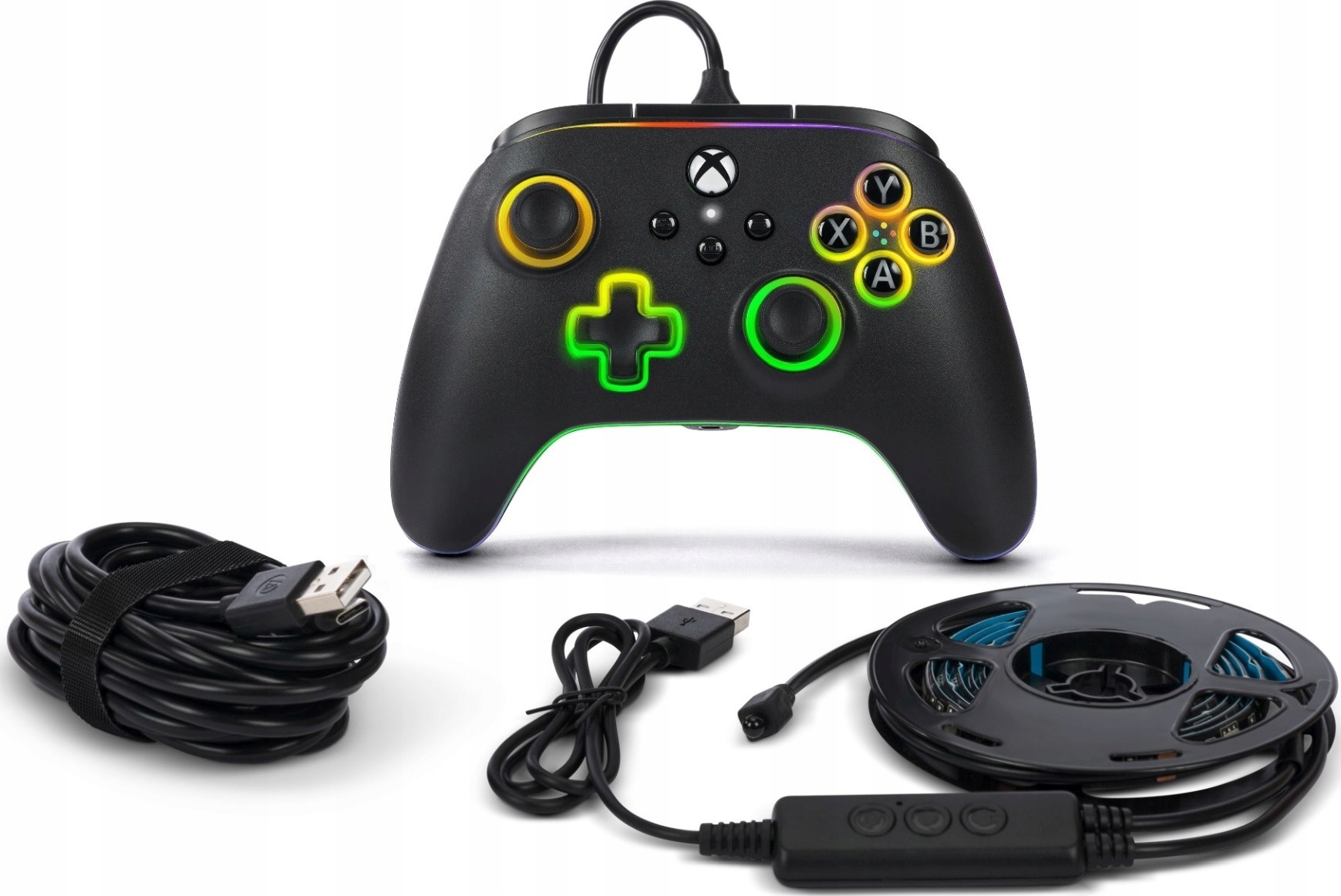 PowerA Xs Drátový ovladač Advantage Lumectra černý Rgb Led pásek