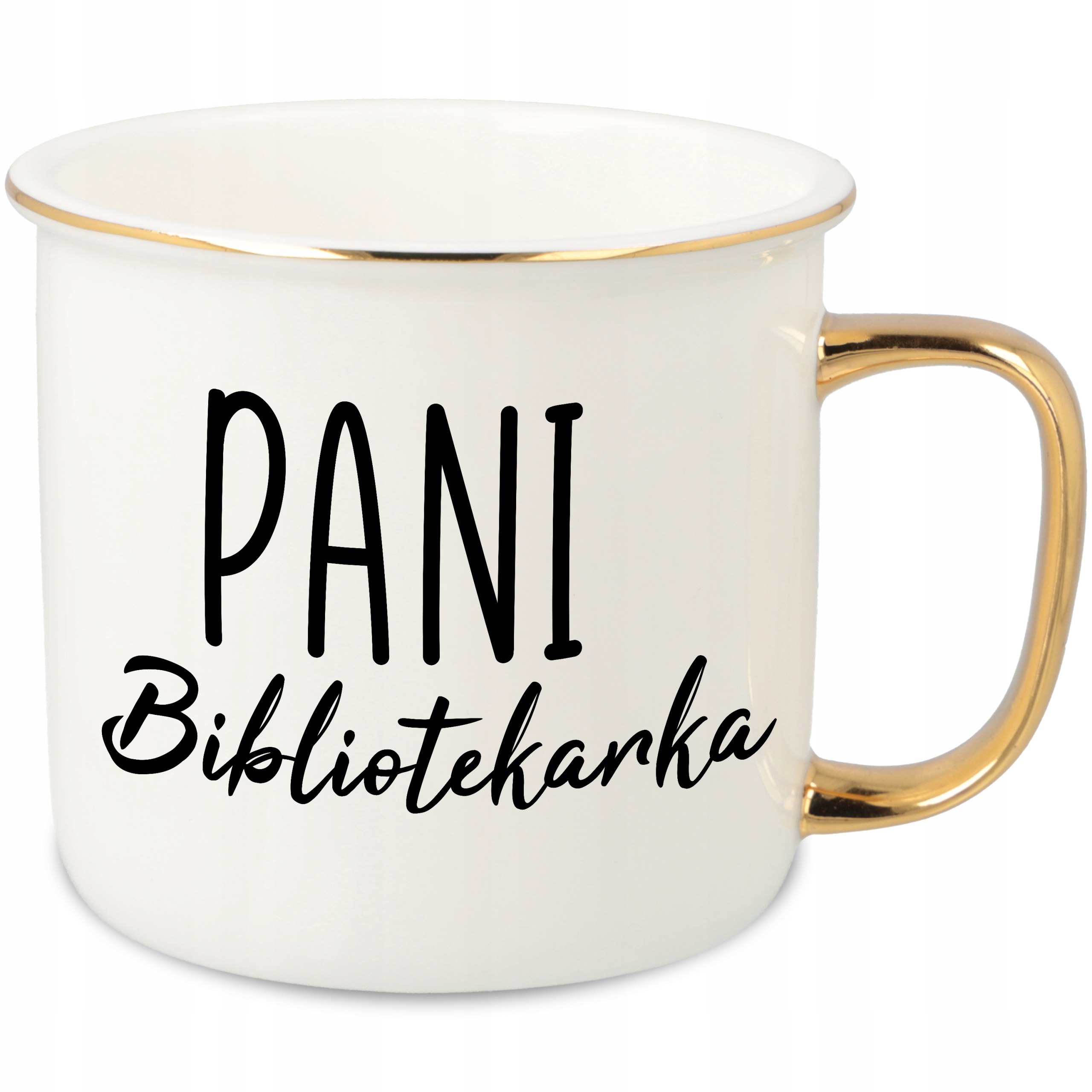 Hrnek Ucho Forma Zlatý Porcelánový Retro Dárek Pro Paní Knihovnici Wz