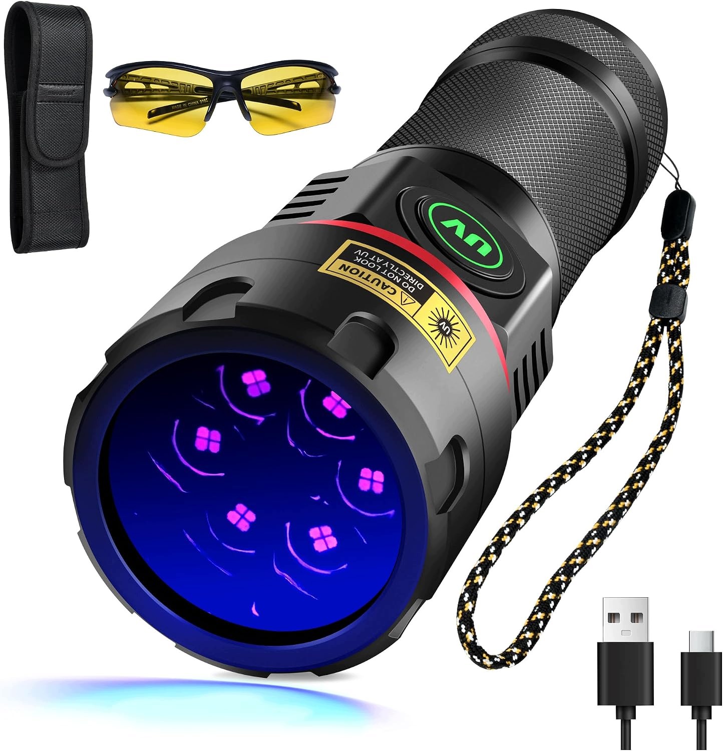 Latarka Uv 365NM 6XLED Mocna Regulowana Przenośna Wodoodporna Usb