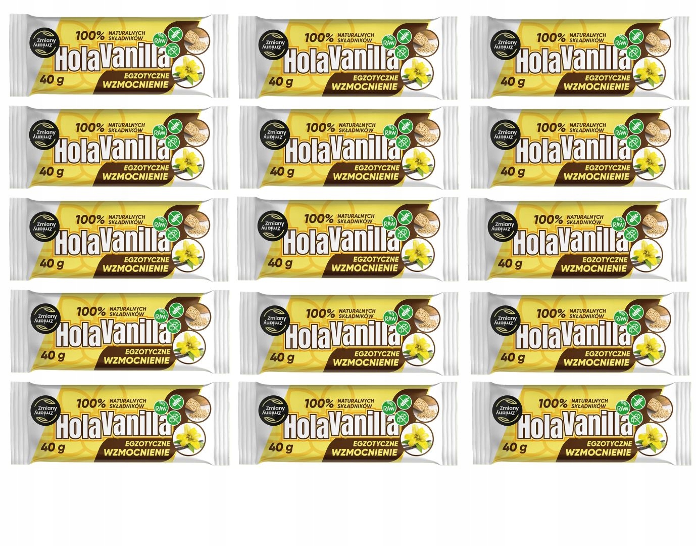 Sada zdravých tyčinek vanilka sezam bez cukru 20xHola Vanilla 40g energie