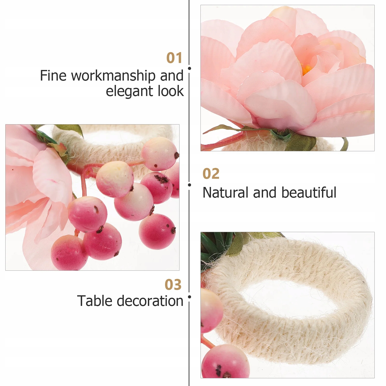 UCHWYT NA SERWETKI PIERŚCIENIE STOŁOWE DEKORACJE KWIATOWE Materiał metal