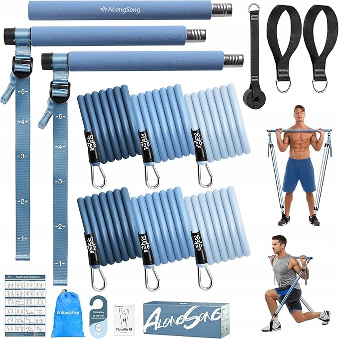 ALongSong Popruhy Odporové gumy pro pilates, sada pásů pro pilates, cvičení
