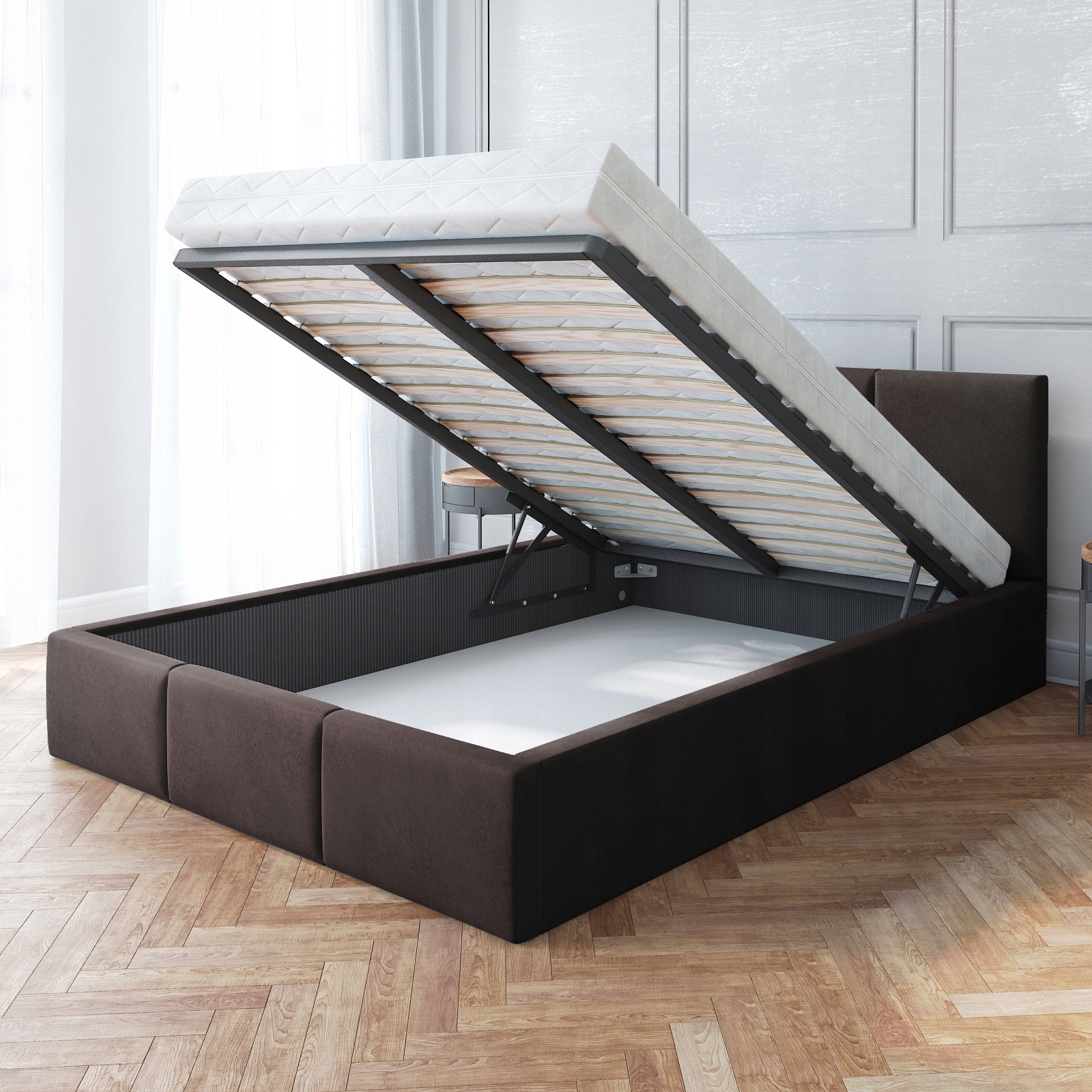

Łóżko 180x200 tapicerowane stelaż materac Amber