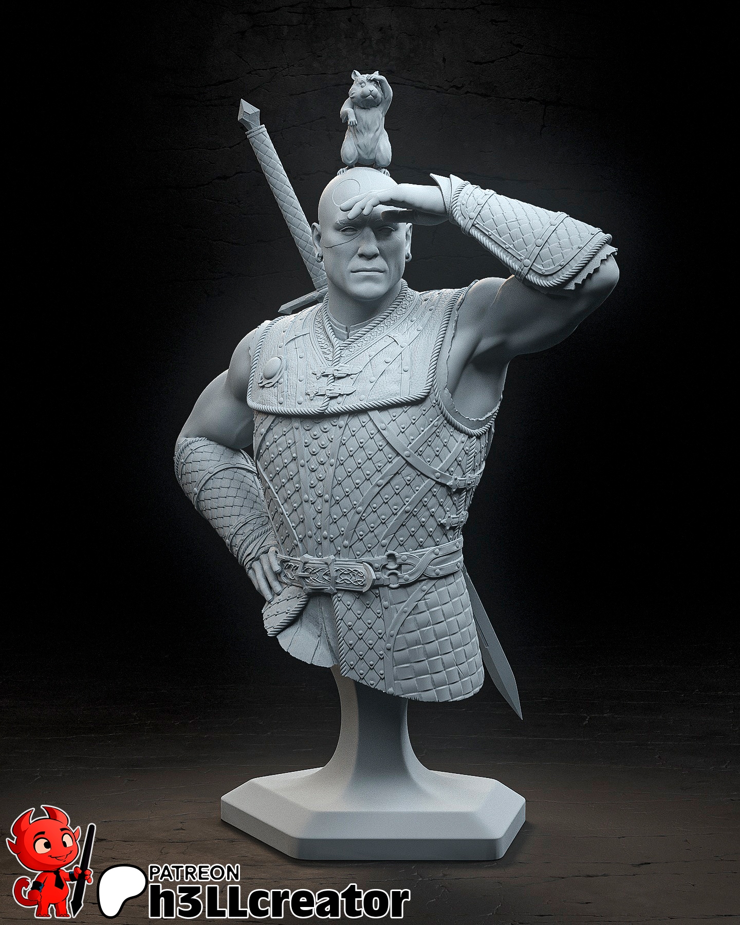 Figurka Minsc and Boo Baldurs Gate 3 Busta h3LL creator 3D tisk 12K